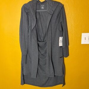 Nine West Athletic Gray Women's Cardigan Style draped hoodie Sz L NWT